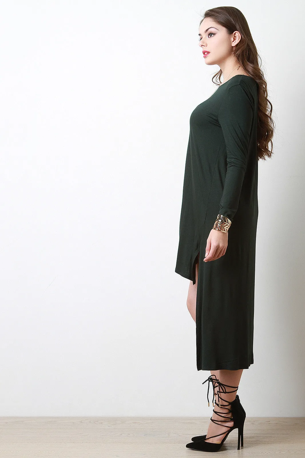 High-Low Long Sleeve T-Shirt Dress