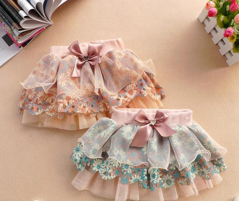 High Quality 2-6Y Cute Baby Kids Girl Bow Floral Skirt Floral Tulle Tutu Skirts Child Clothes Girls Skirts