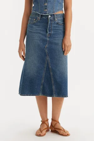 High Rise A-Line Skirt Mid Morning Medium Wash