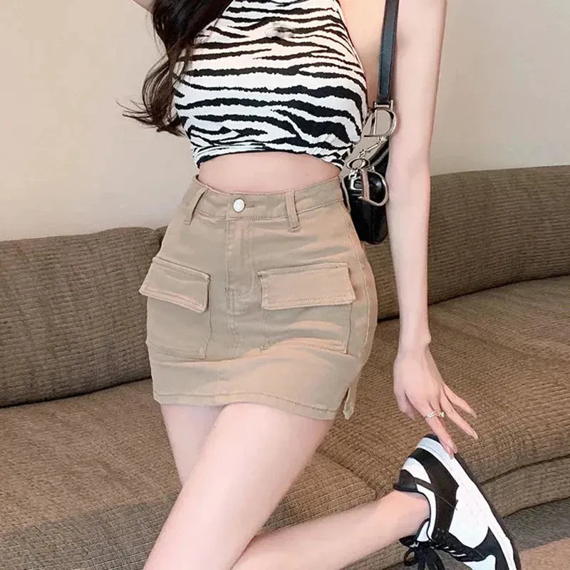 High Waist Denim Mini Skirt Women Sexy Hot Girl Tight Bag Hip Skirts Female Slim Anti-Glare Short Skirts Female