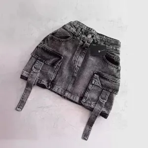 High Waist Tassel Belt Mini Denim Skirts