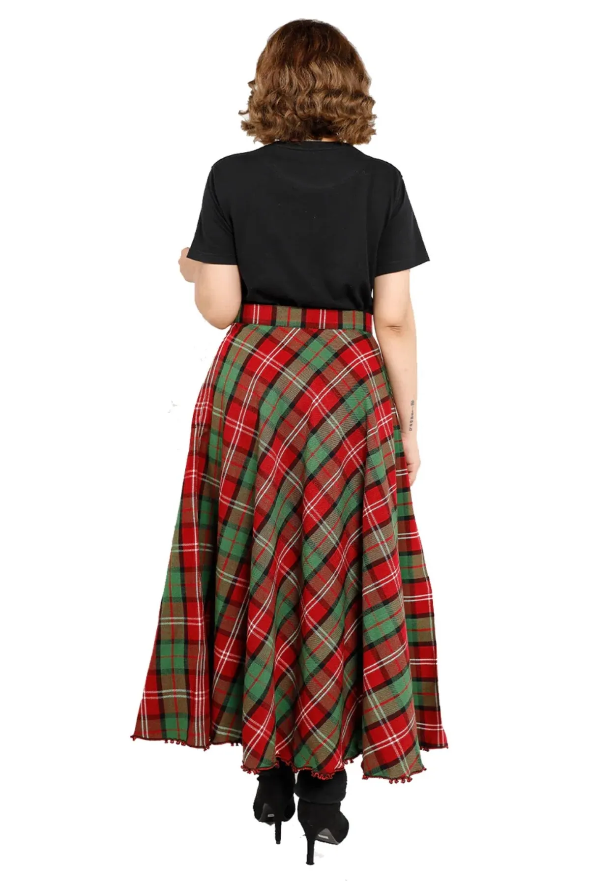 Highland Long Plaid Skirt - Button Zipped