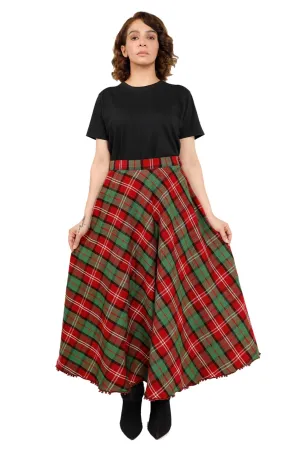 Highland Long Plaid Skirt - Button Zipped