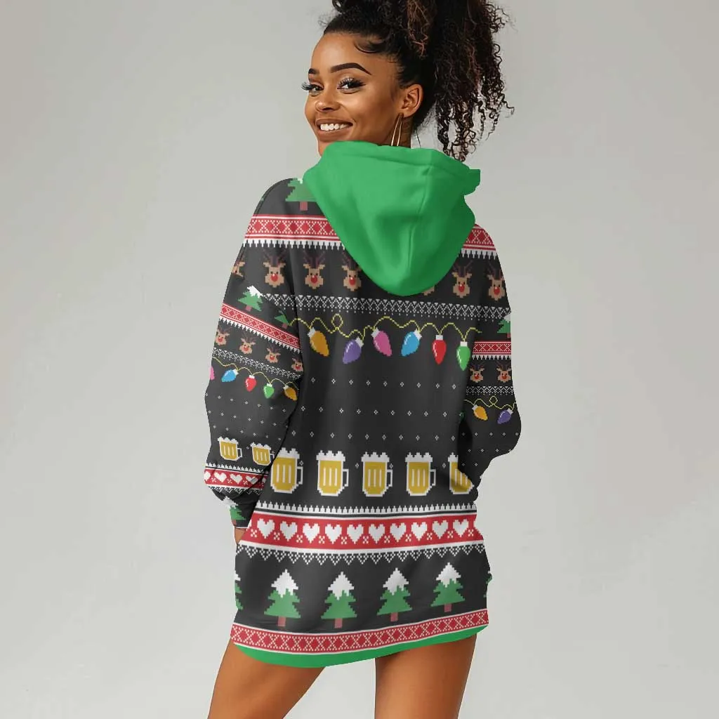 Ho Ho Ho Hold My Beer Santa Afro Hoodie Dress Christmas Beer DT03