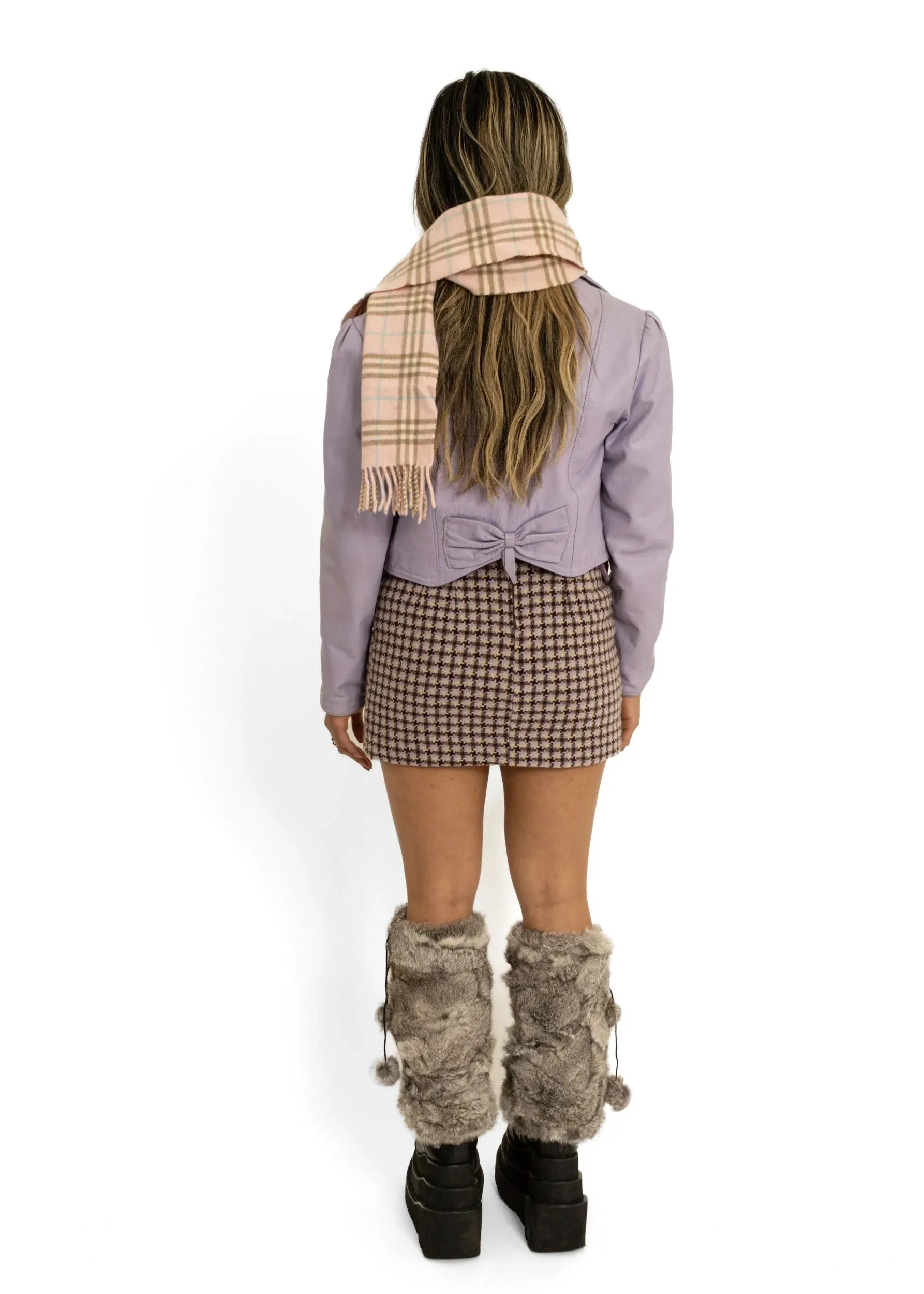 Houndstooth woolen mini skirt