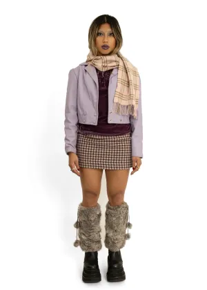 Houndstooth woolen mini skirt