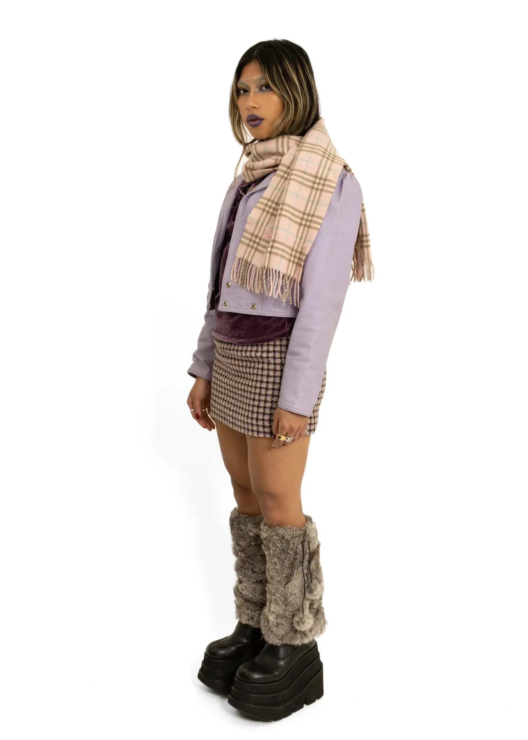 Houndstooth woolen mini skirt