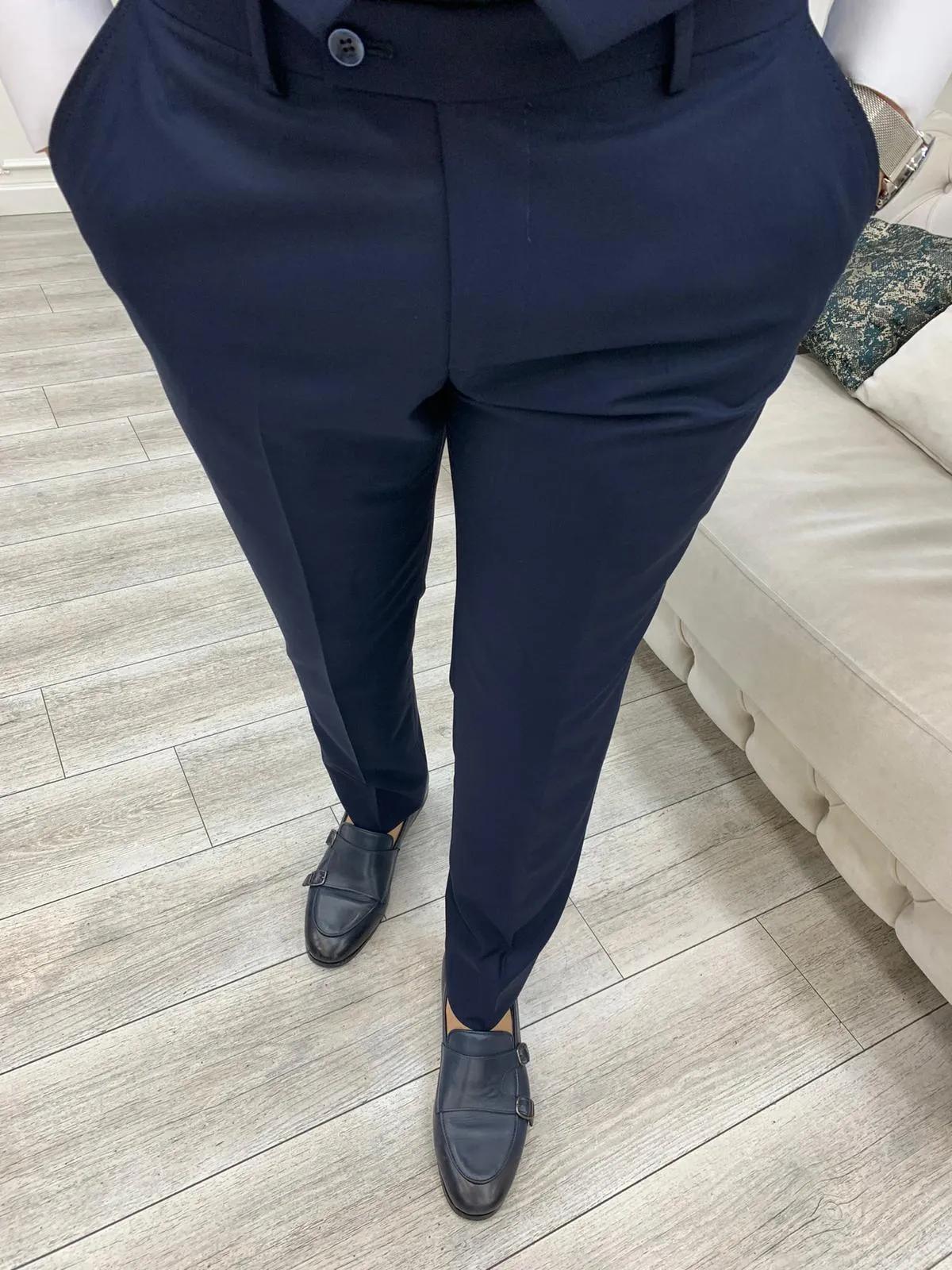 Jake Dark Navy Blue Slim Fit Peak Lapel Suit