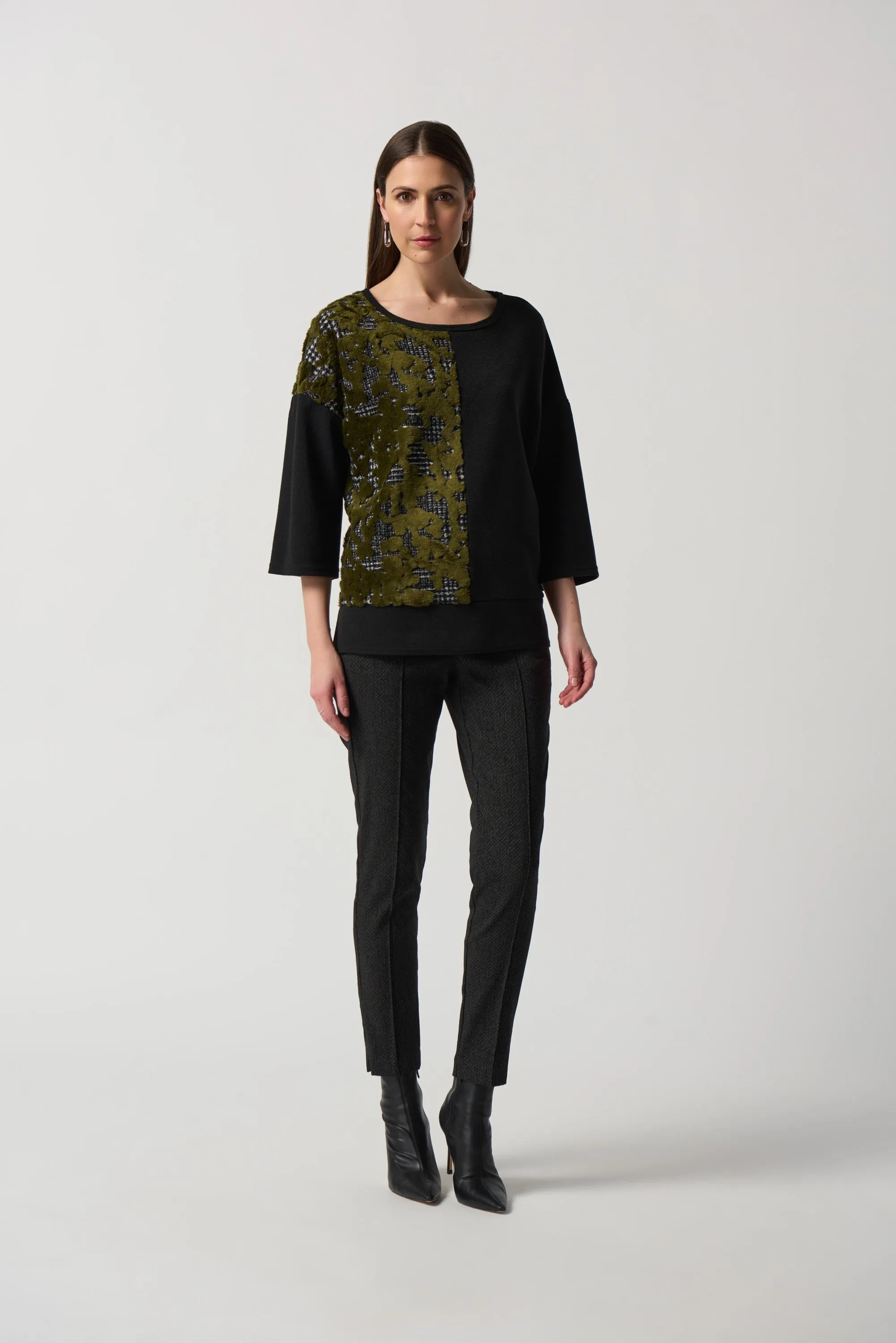 Joseph Ribkoff Abstract Jacquard Slim-Fit Pants Jr233282