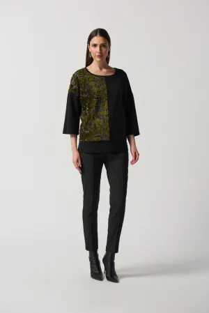 Joseph Ribkoff Abstract Jacquard Slim-Fit Pants Jr233282