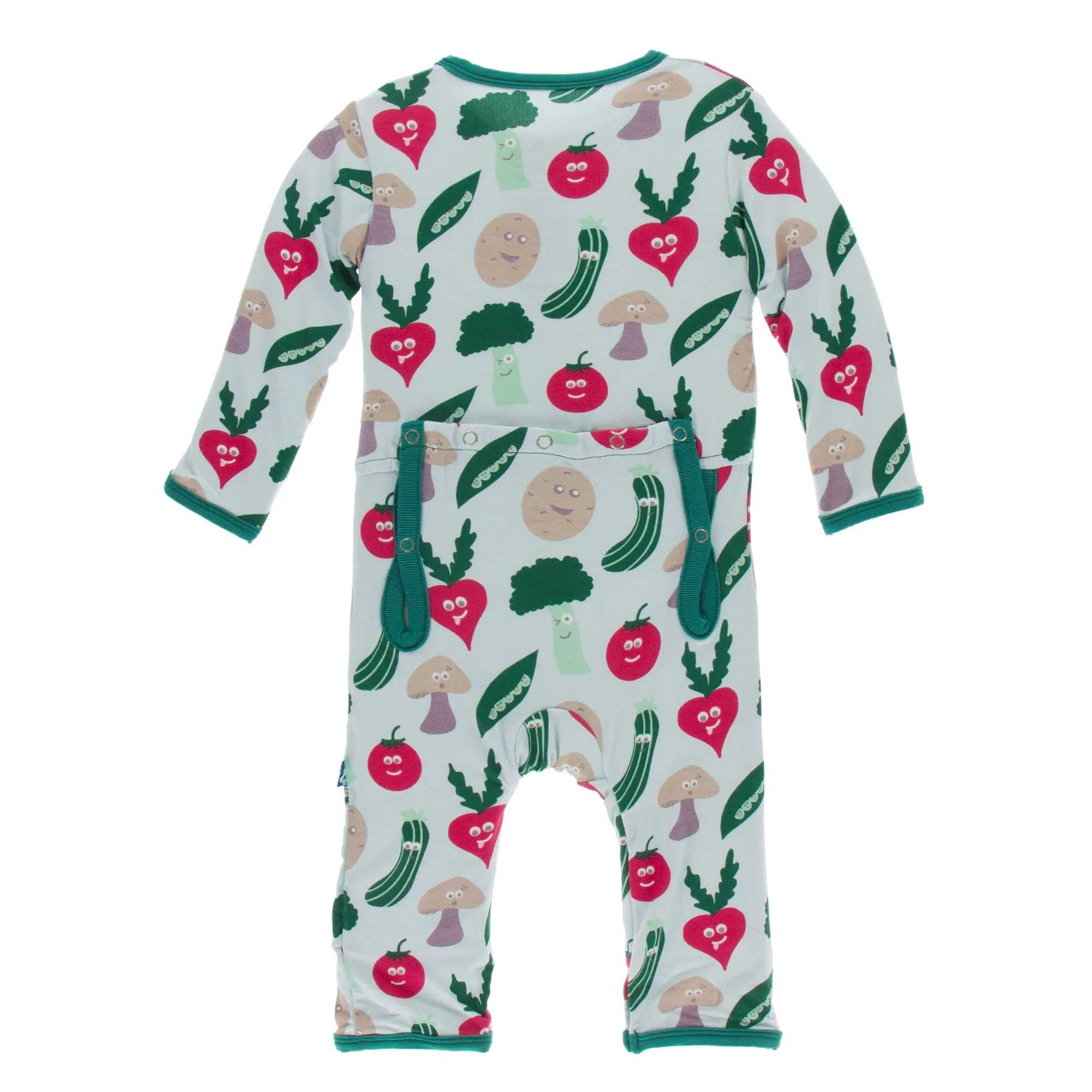 KicKee Pants Illusion Blue Happy Veggies Coverall with Zipper
