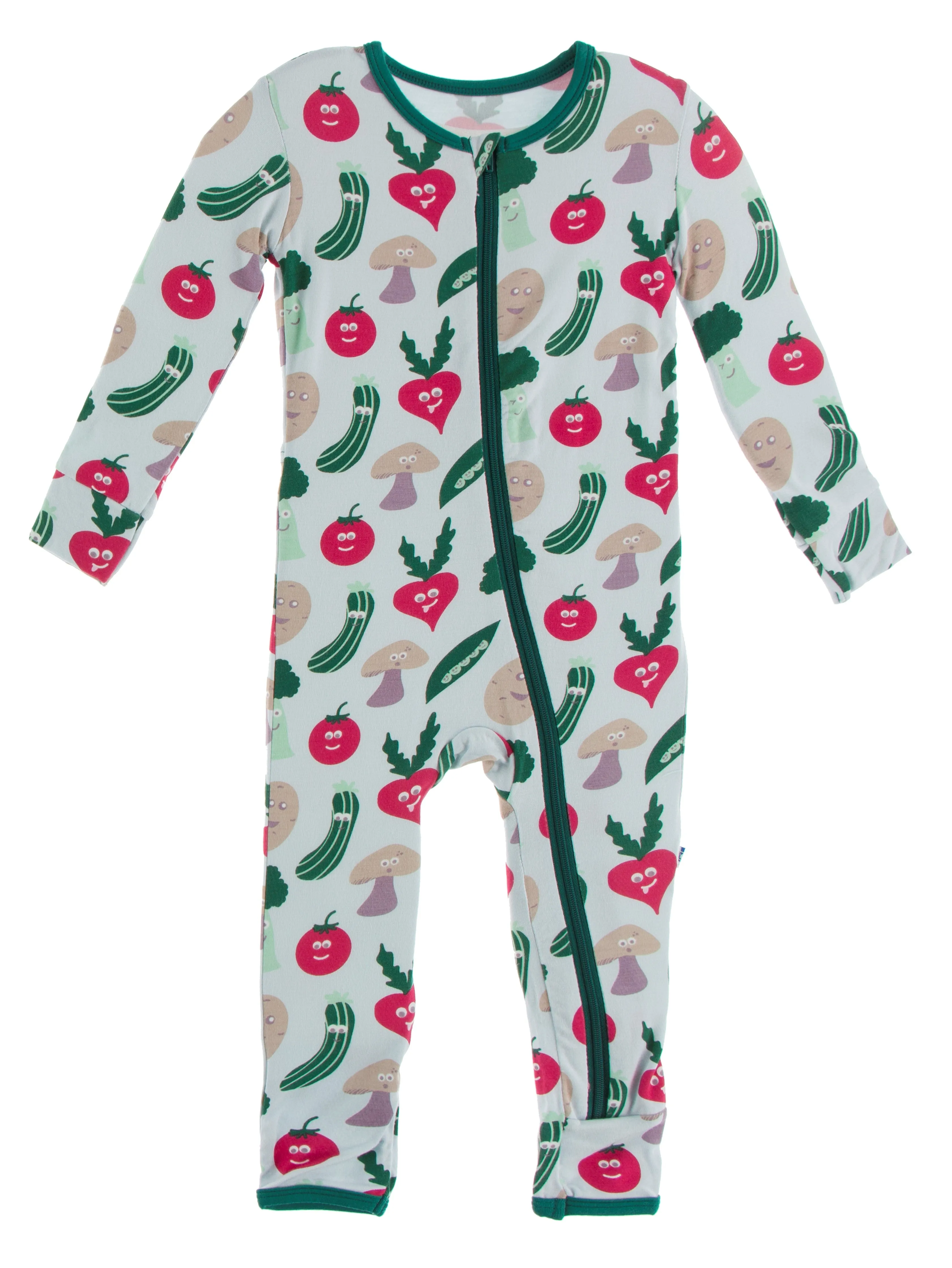 KicKee Pants Illusion Blue Happy Veggies Coverall with Zipper