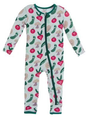 KicKee Pants Illusion Blue Happy Veggies Coverall with Zipper