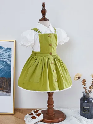 Kids Lolita Dress Set Pinafore Dress And Shirt