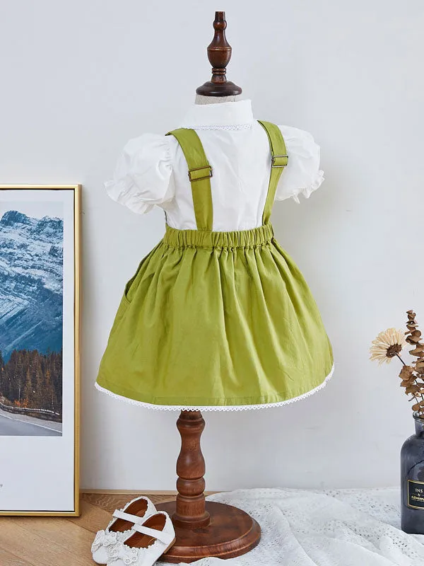 Kids Lolita Dress Set Pinafore Dress And Shirt