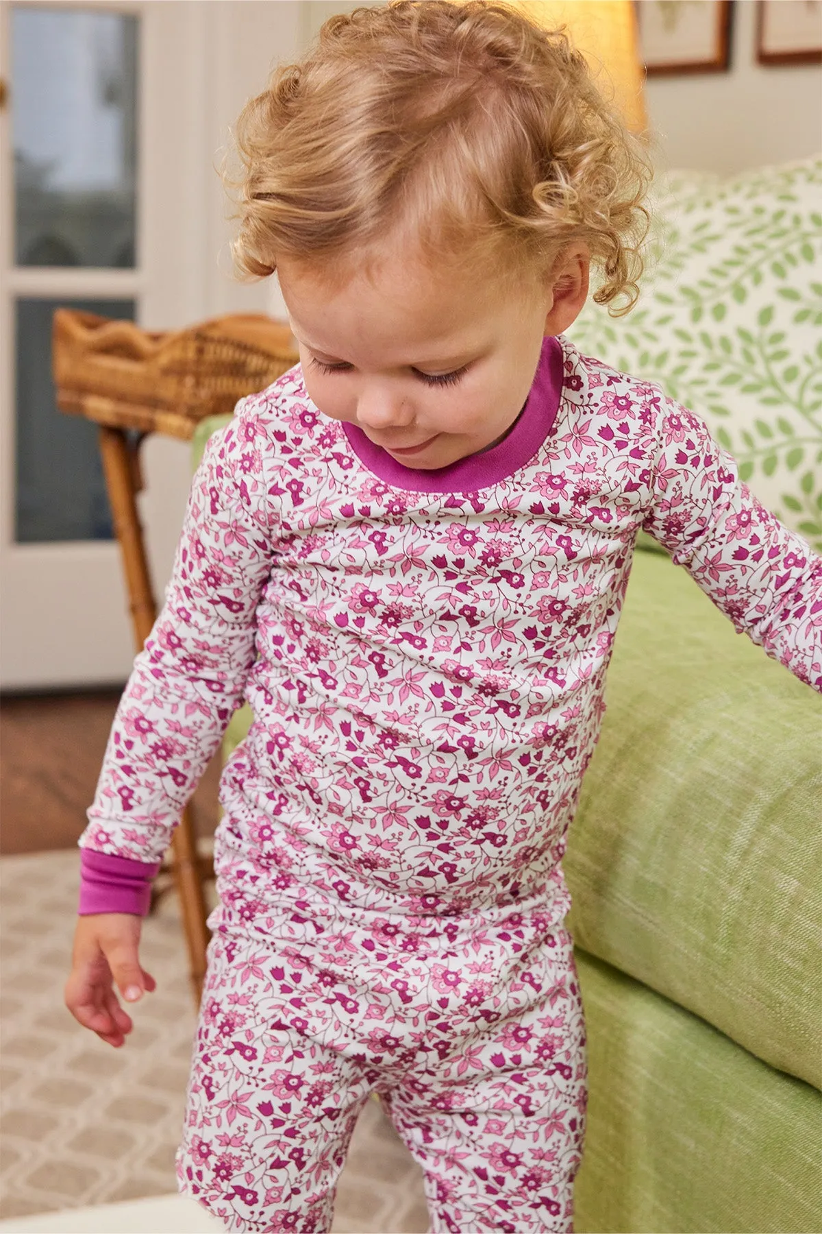 Kids Long-Long Set in Dahlia Garden Floral