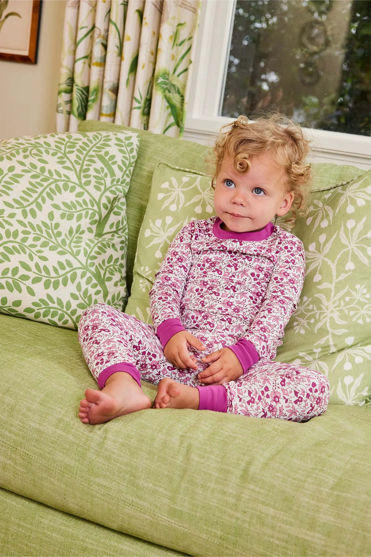 Kids Long-Long Set in Dahlia Garden Floral
