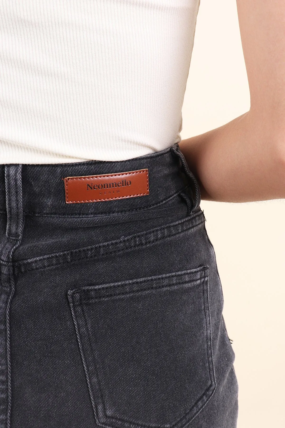 KYE DENIM SKIRT IN ACID STEEL