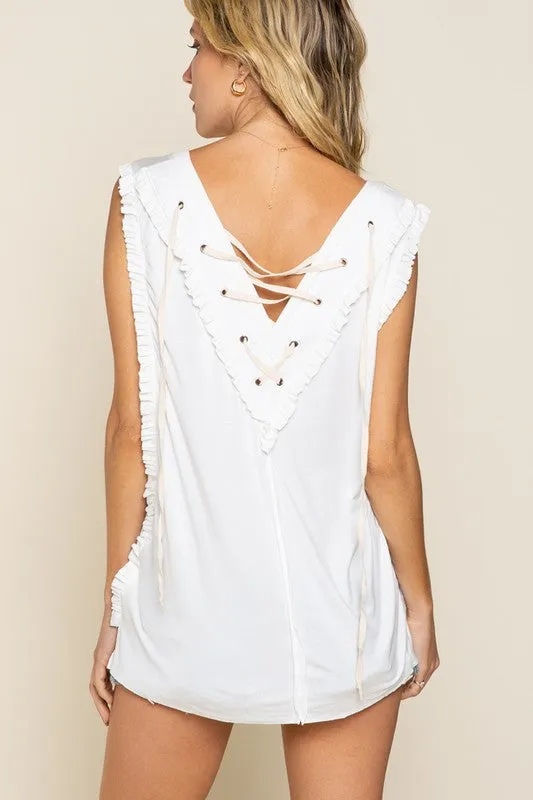Lace-up Open Back Tank Top