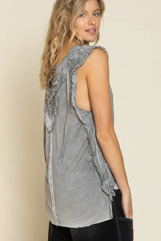 Lace-up Open Back Tank Top