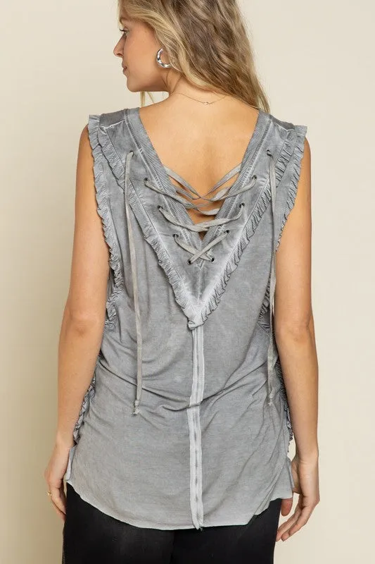 Lace-up Open Back Tank Top