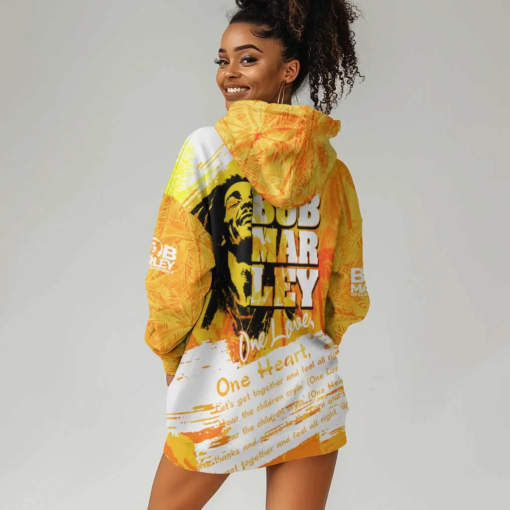 Legend Bob Reggae Afro Hoodie Dress One Love One Heart Tropical Leaf DT02
