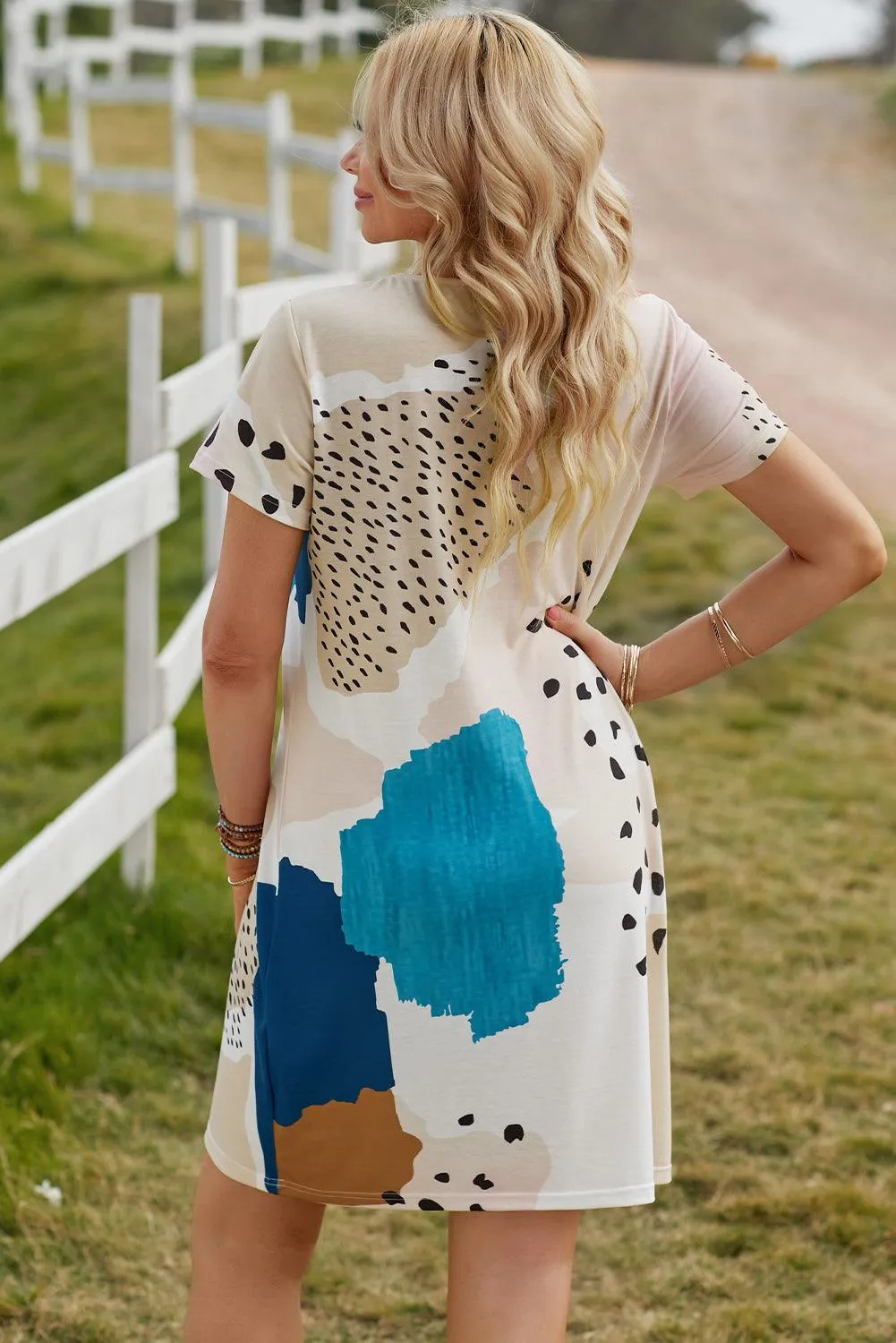 Leopard Splice Block T Shirt Dress