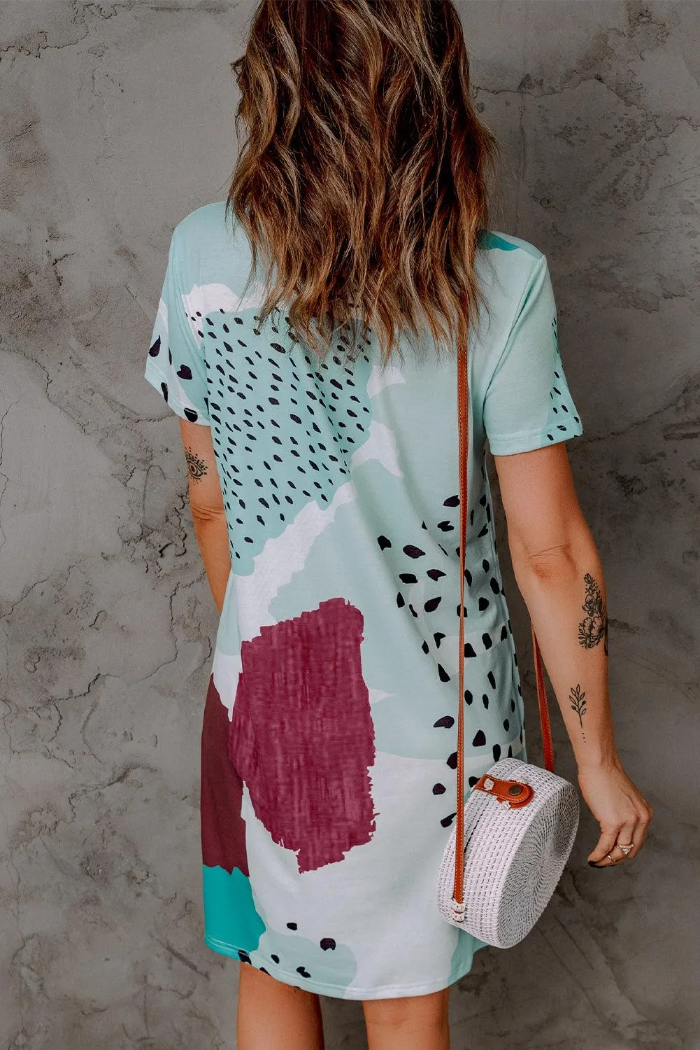 Leopard Splice Block T Shirt Dress
