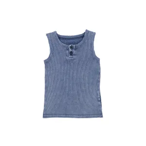Lil Legs Ribbed Tank - Blue Wash