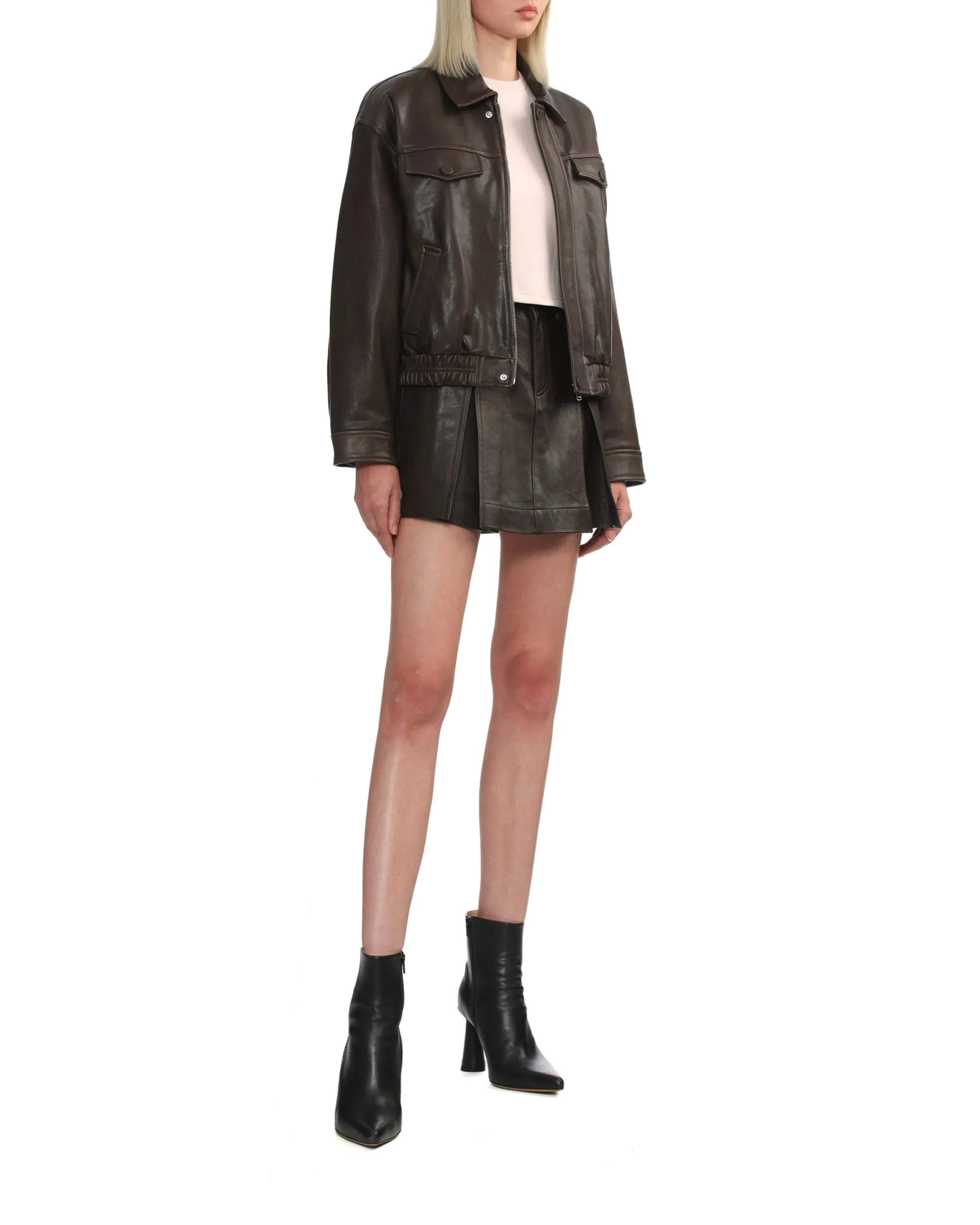 Logo leather jacket