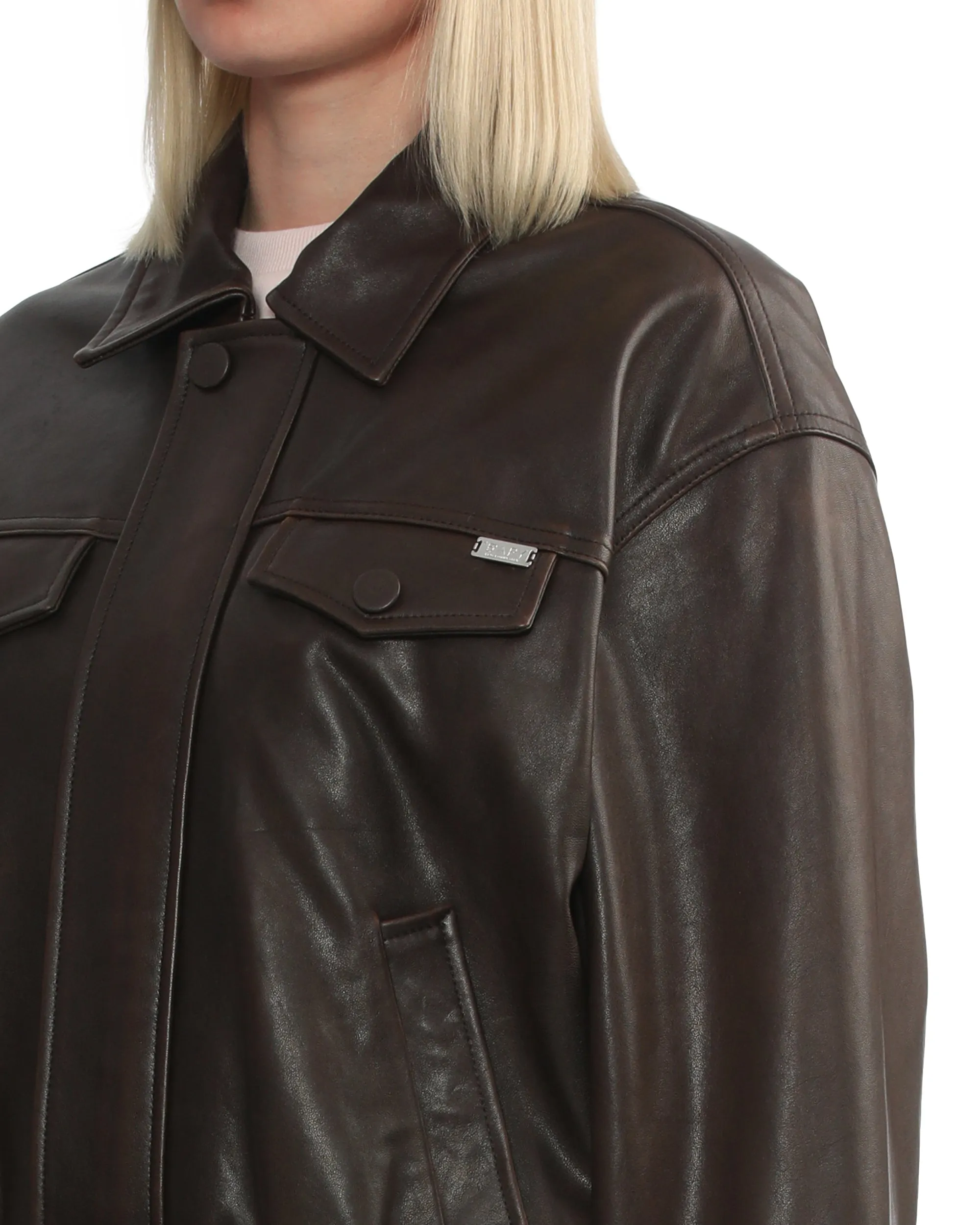 Logo leather jacket