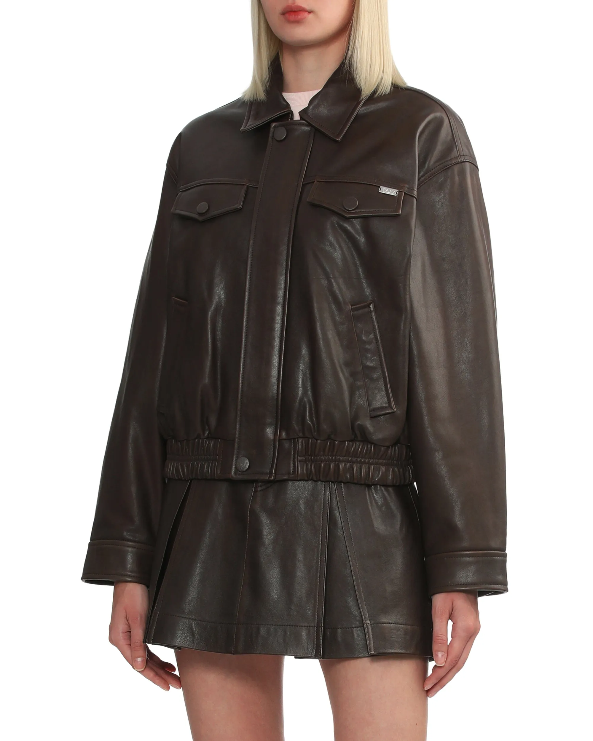 Logo leather jacket