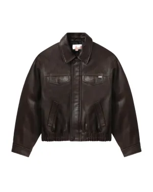 Logo leather jacket