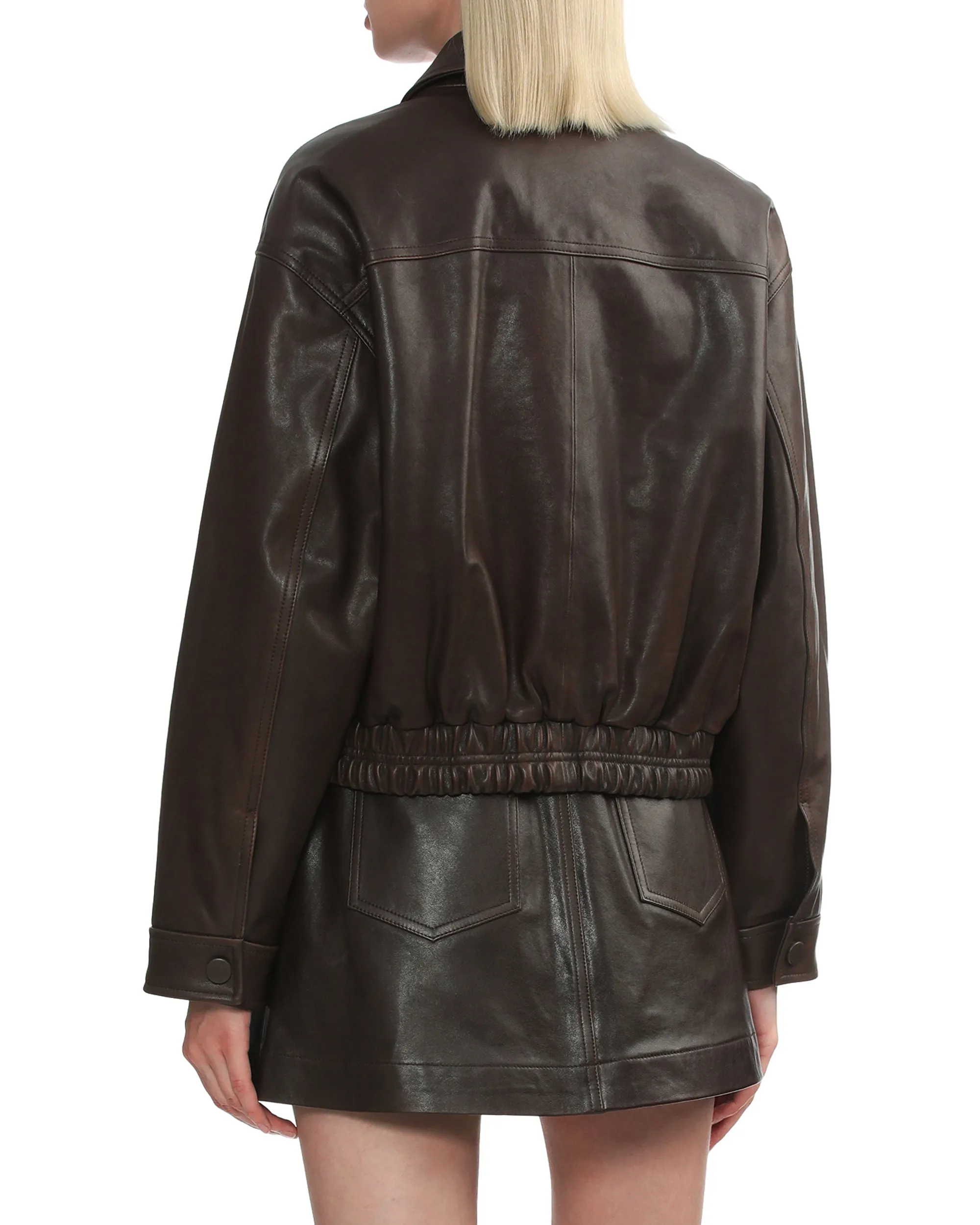 Logo leather jacket