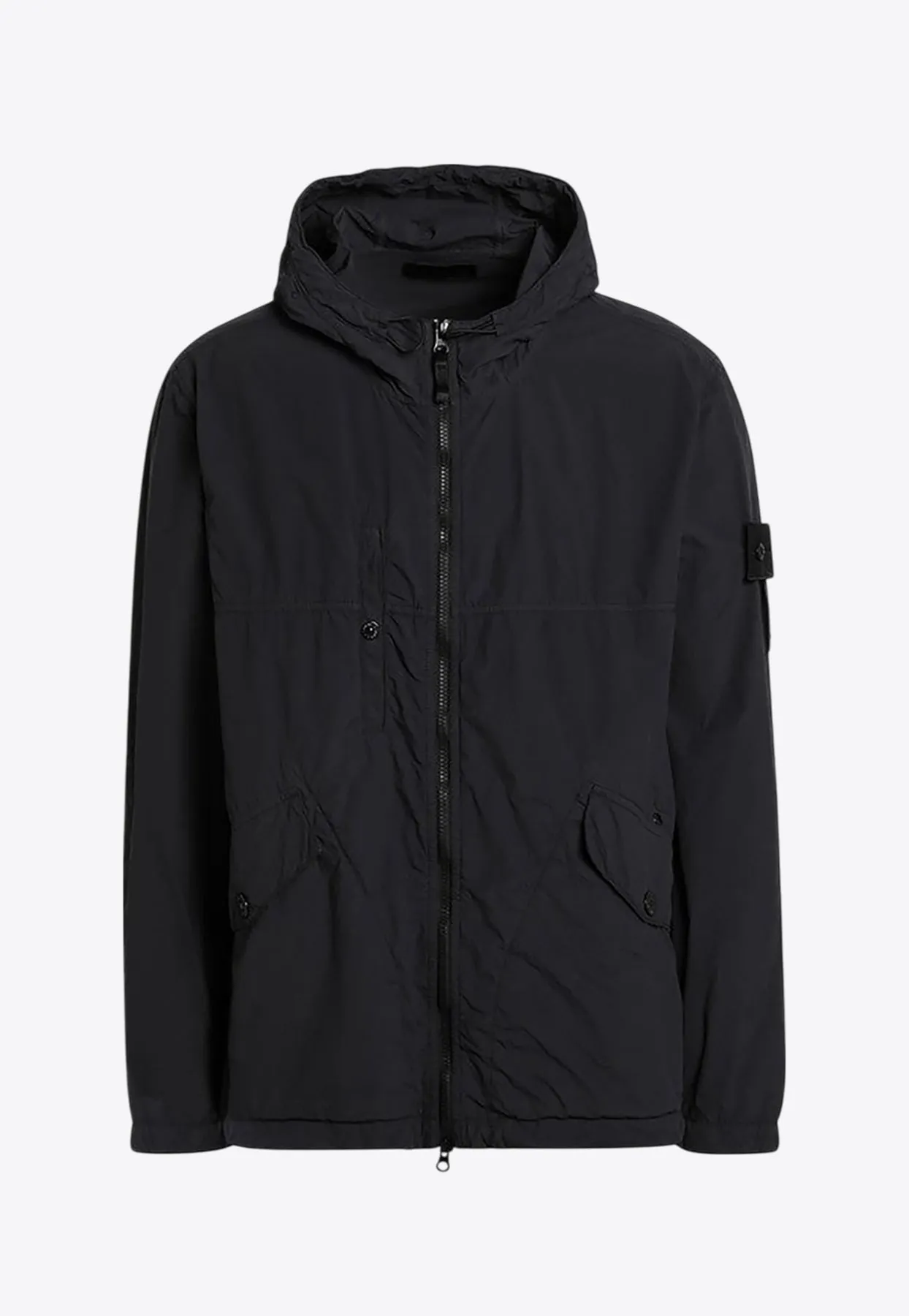 Logo Patch Zip-Up Windbreaker Jacket