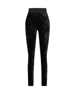 Logo Waistband Velvet Leggings