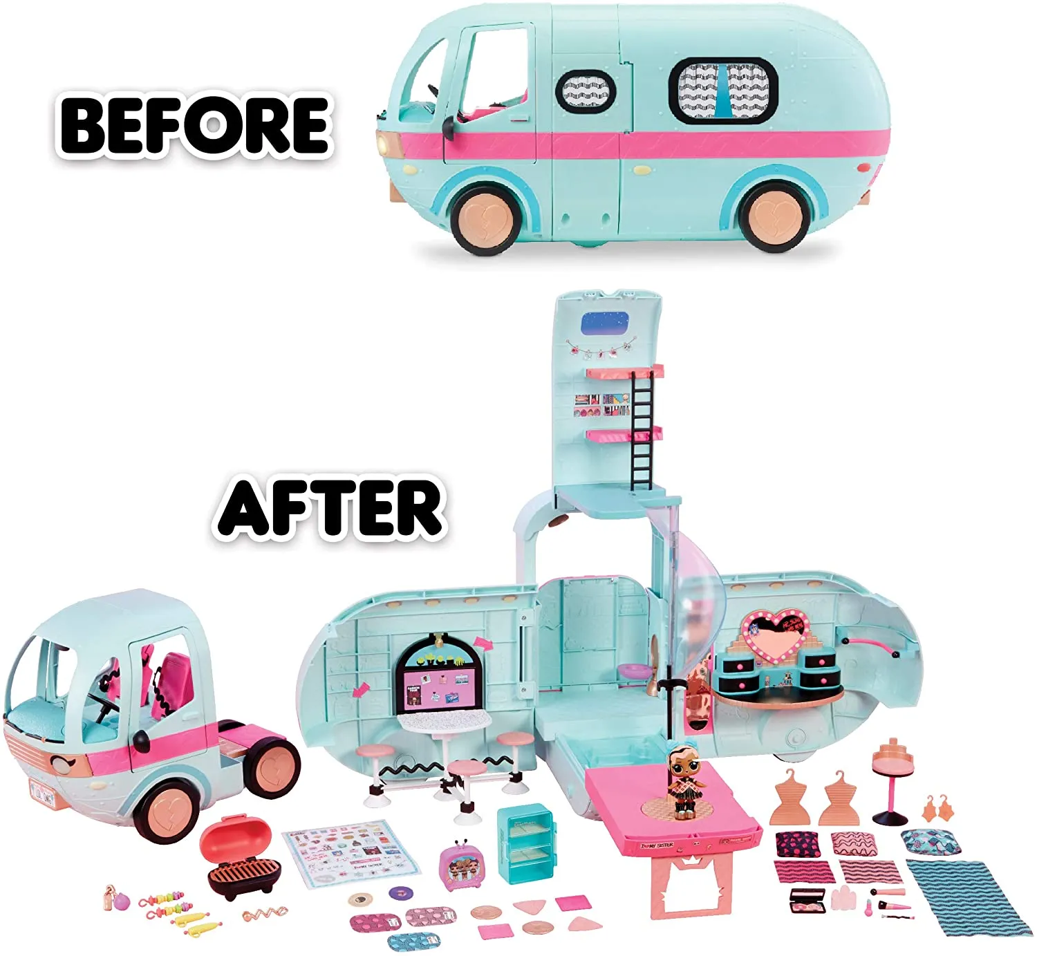 L.O.L. Surprise! 2-in-1 Glamper Fashion Camper with 55  Surprises! Box is slightly damaged, contents are perfect! Retails $130 