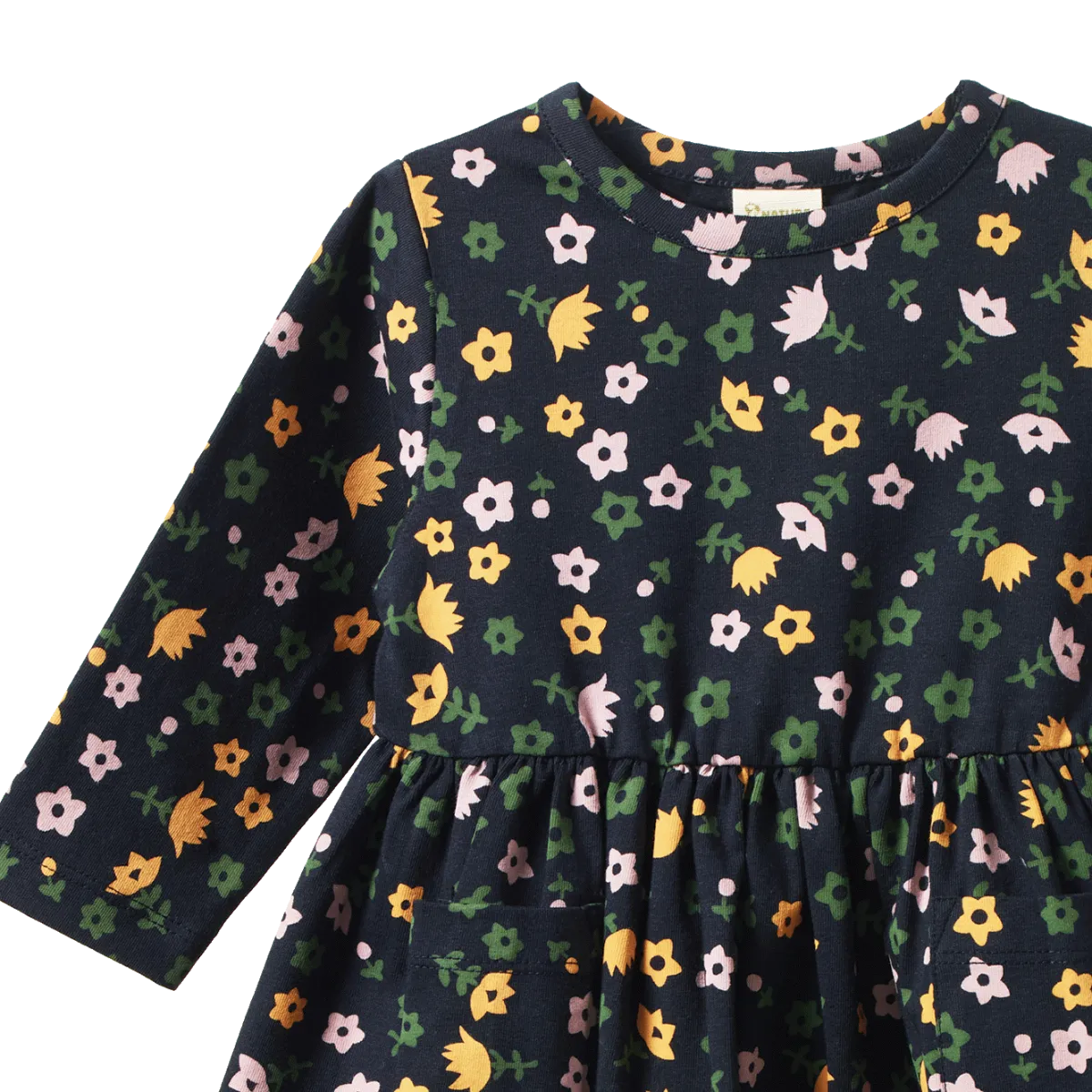 LONG SLEEVE TWIRL DRESS | Navy Pollyanna Print | Nature Baby