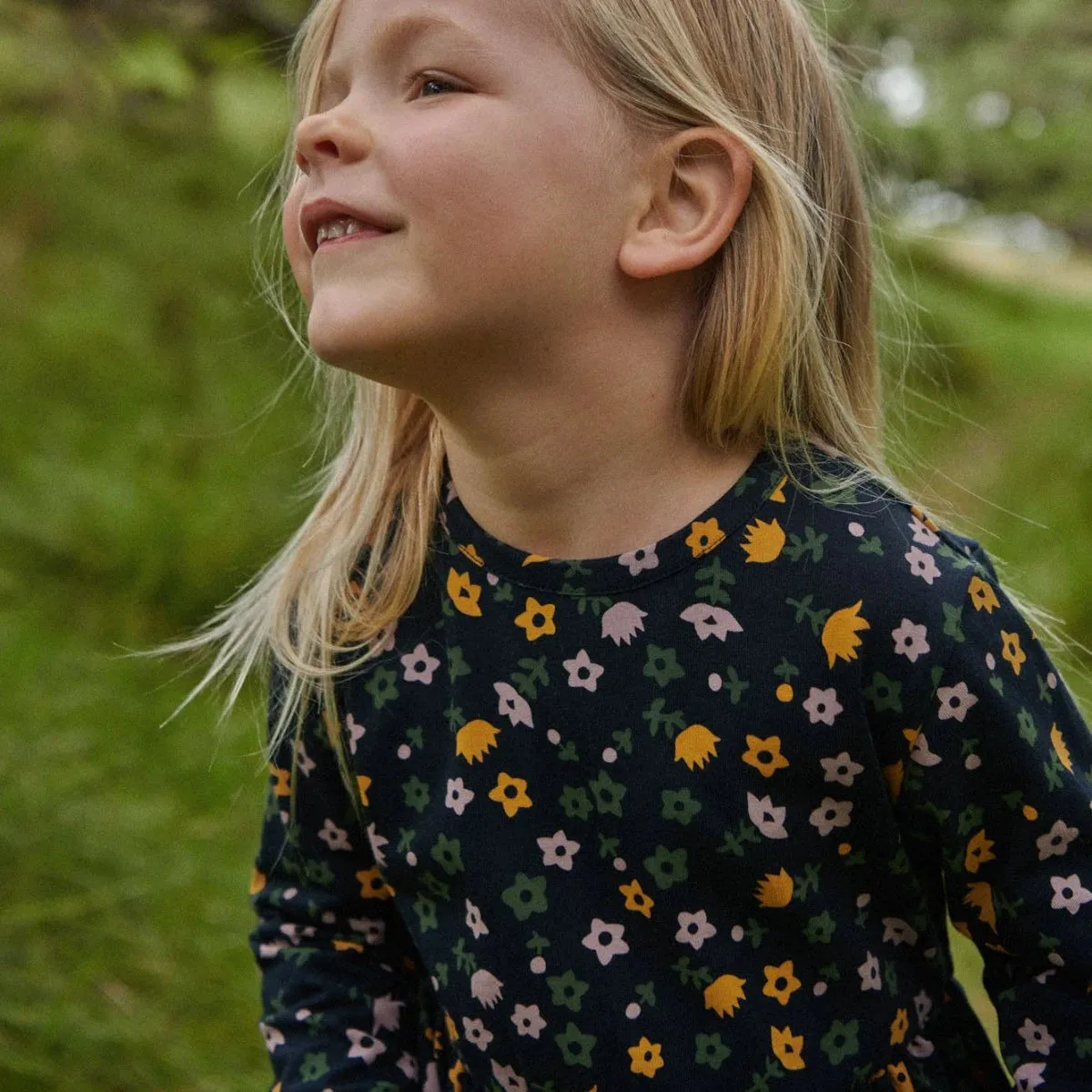 LONG SLEEVE TWIRL DRESS | Navy Pollyanna Print | Nature Baby