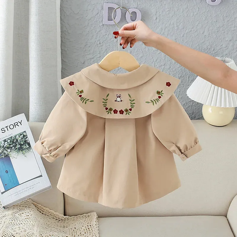 Long-sleeved Embroidered Coat Baby Infant Kids Children Windbreaker Contracted Leisure