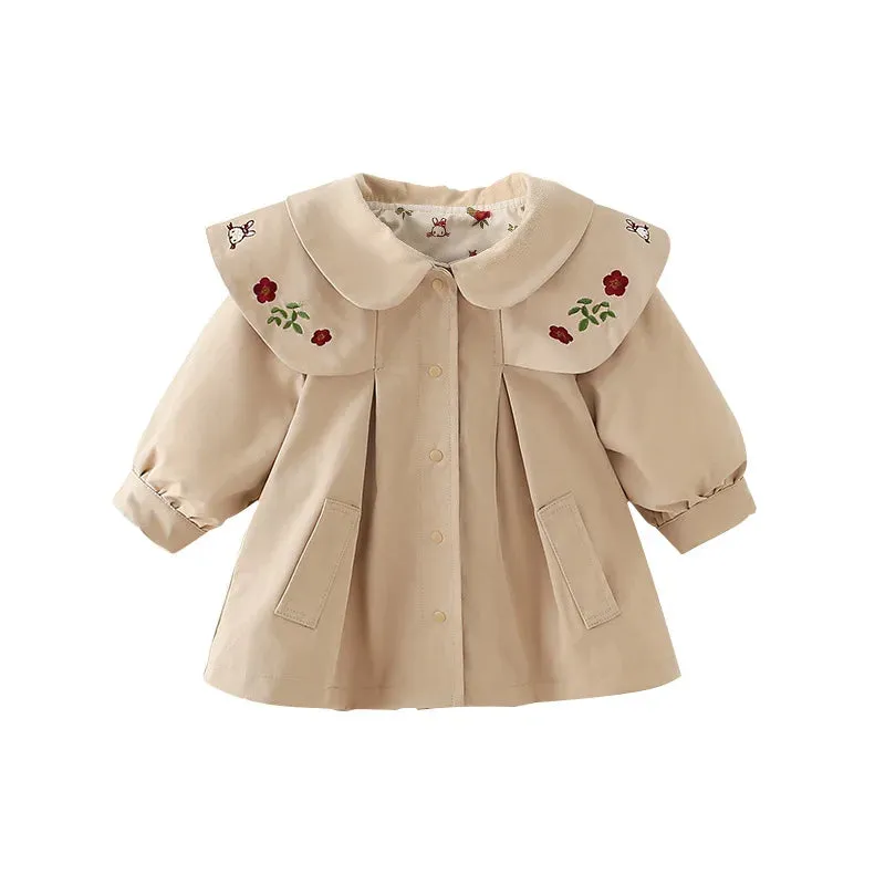 Long-sleeved Embroidered Coat Baby Infant Kids Children Windbreaker Contracted Leisure