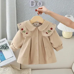 Long-sleeved Embroidered Coat Baby Infant Kids Children Windbreaker Contracted Leisure