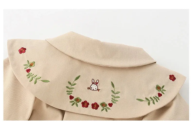 Long-sleeved Embroidered Coat Baby Infant Kids Children Windbreaker Contracted Leisure