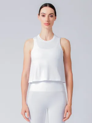 LOOSE CROPPED MUSCLE TANK, WHITE