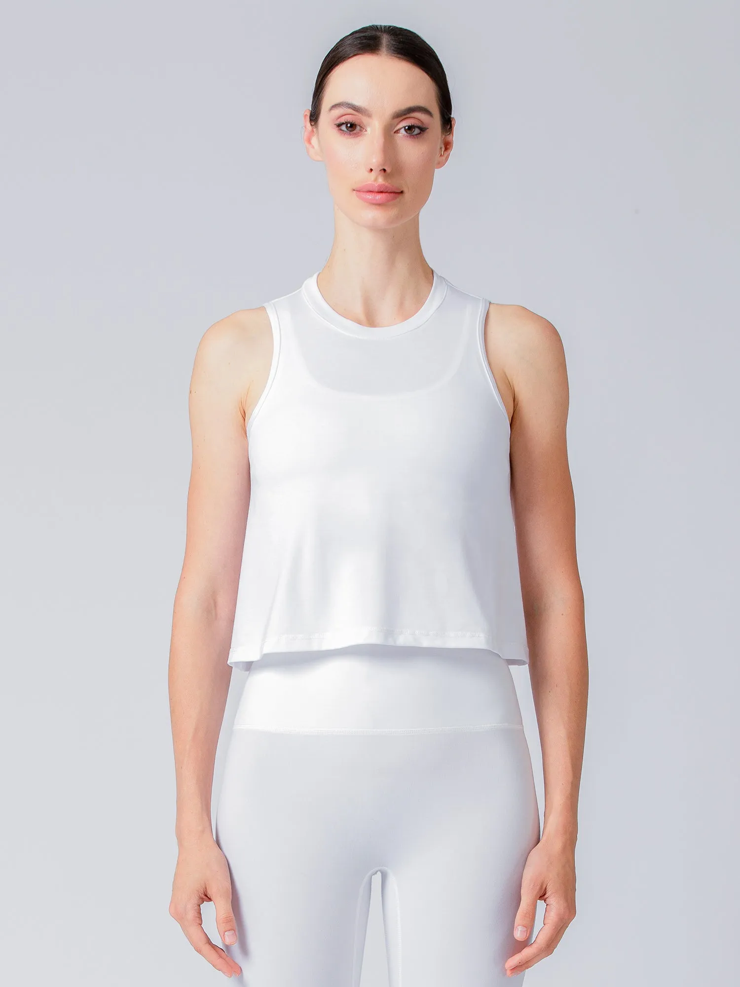 LOOSE CROPPED MUSCLE TANK, WHITE