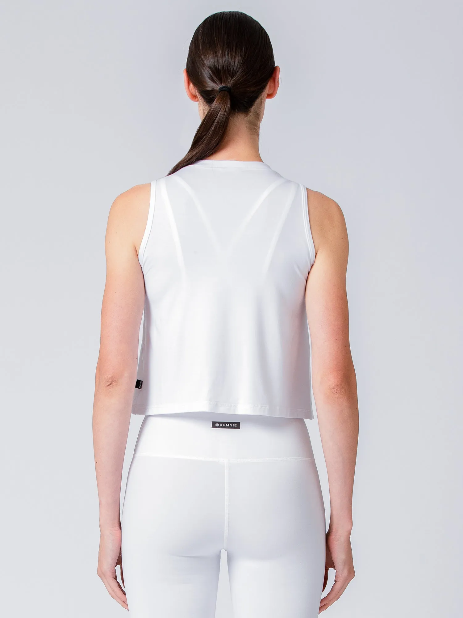 LOOSE CROPPED MUSCLE TANK, WHITE
