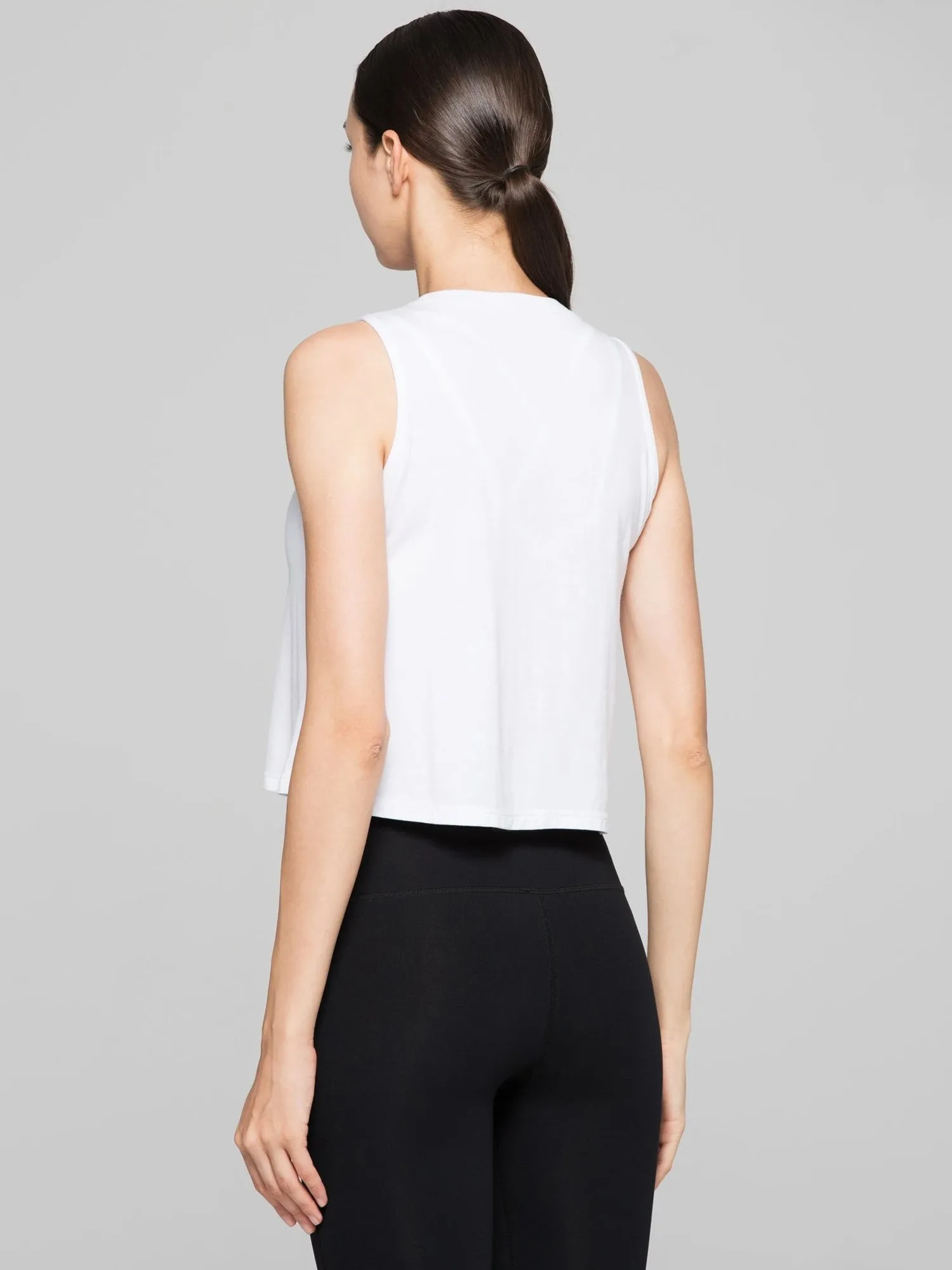 LOOSE CROPPED MUSCLE TANK, WHITE