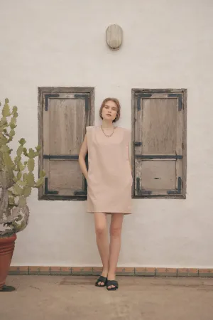 LUCIEN Padded Sleeve Tshirt Dress with Pockets (Nude)