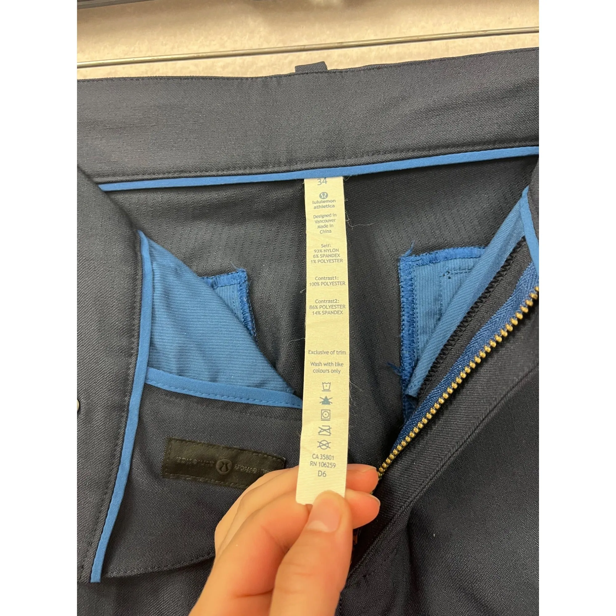 Lululemon Mens Navy Slim Fit Dress Pants 34 #8230