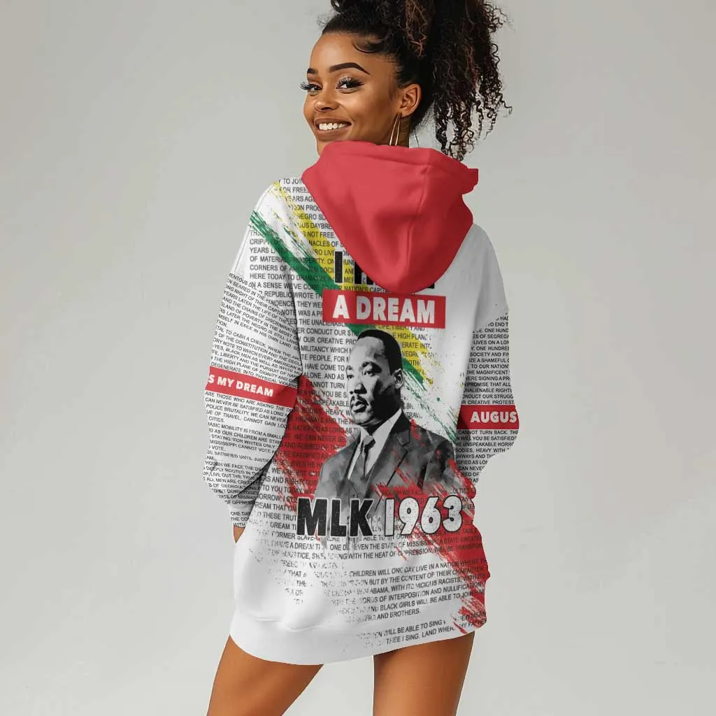 Martin Luther King Hoodie Dress Honoring The Legacy White Version LT05